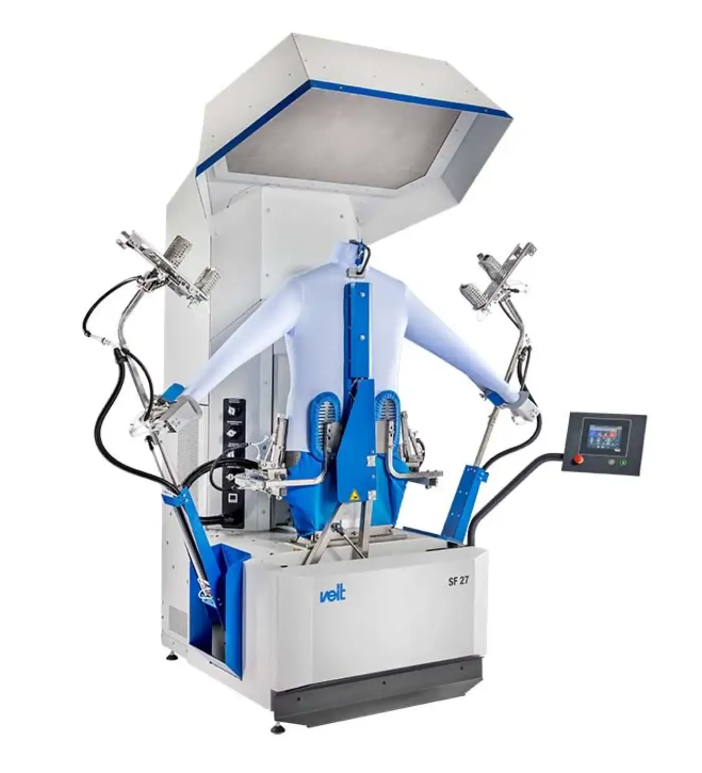 Professional shirt pressing and steaming machine for laundry services